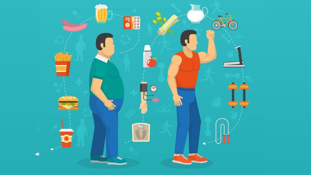 Ilustração de saúde e obesidade