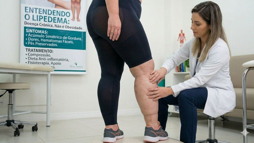 médica analisando lipedema