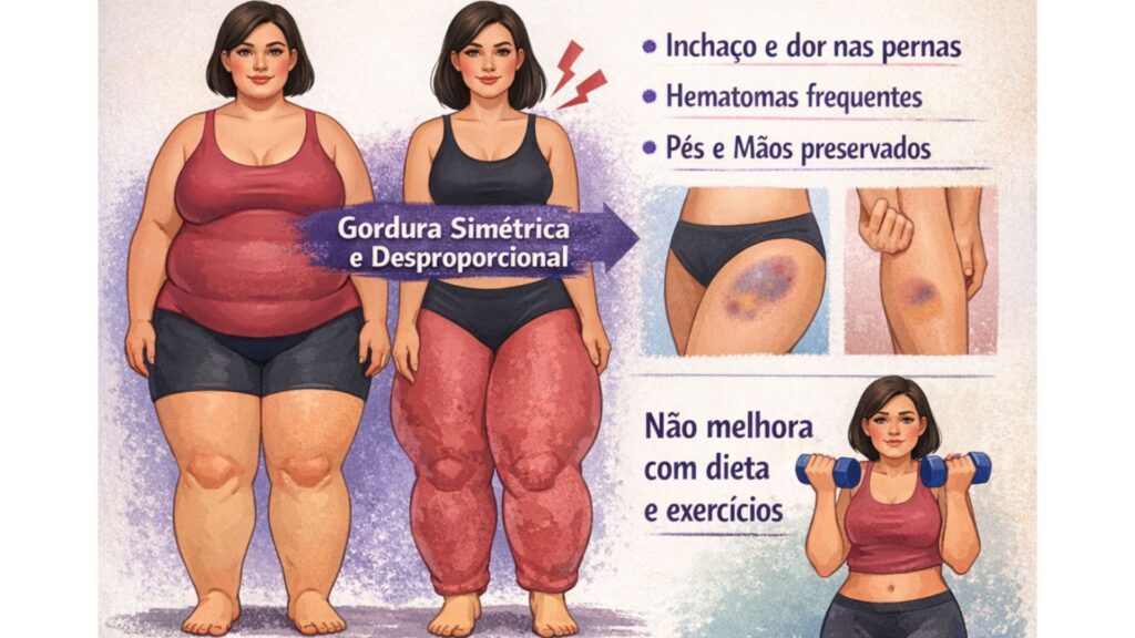 ilustração de lipedema e obesidade