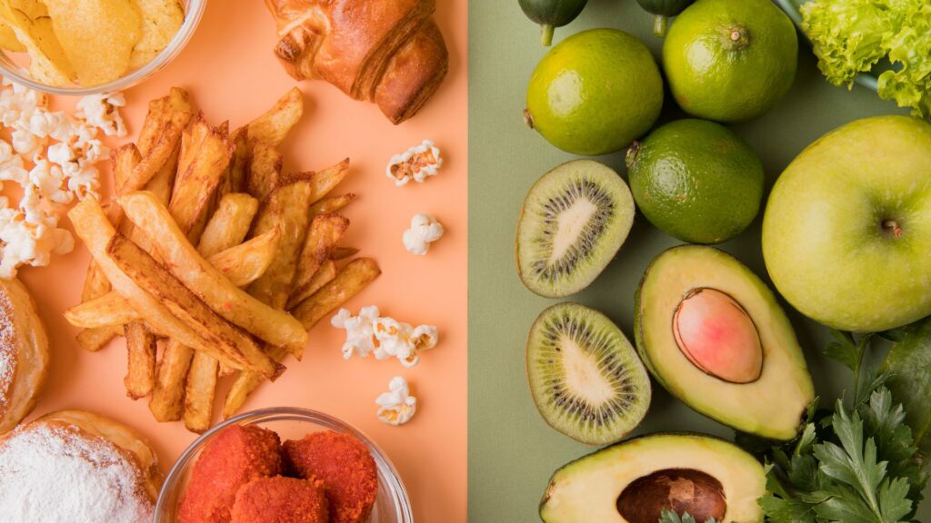 alimentos ultraprocessados e verduras