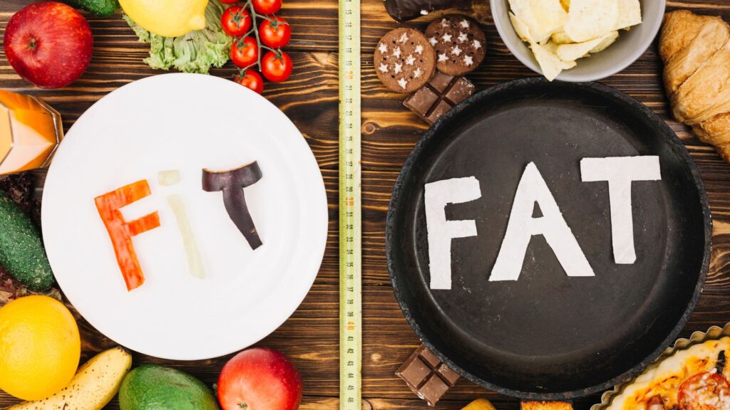 comida fit em comparação com comida fat