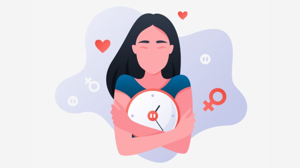 perimenopausa ilustração mulher relogio